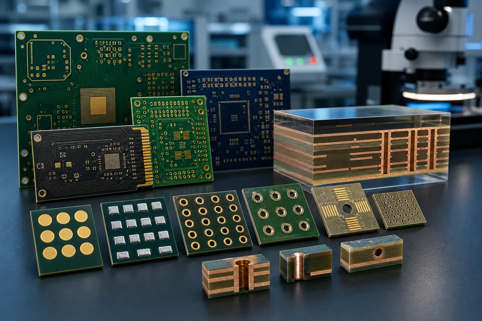 PCB materials, surface finishes and special fabrication process samples