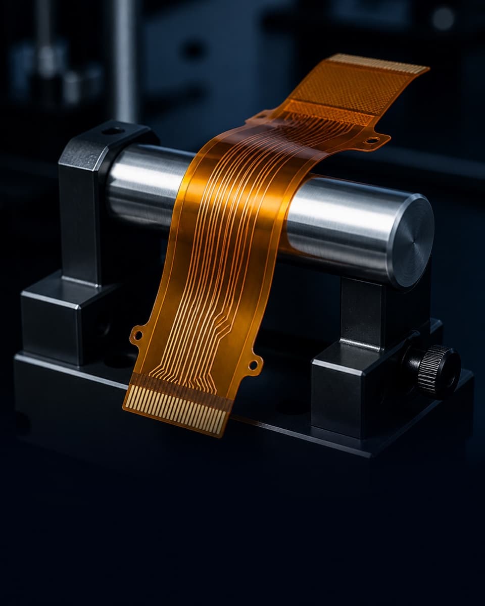 Flexible PCB showing polyimide substrate and shaped outline