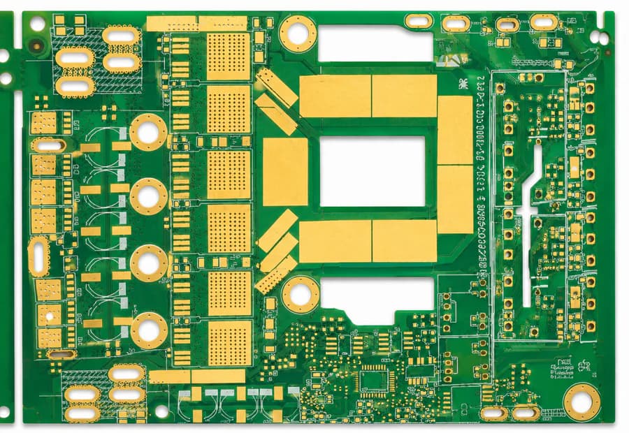 Heavy copper PCB with exposed copper features
