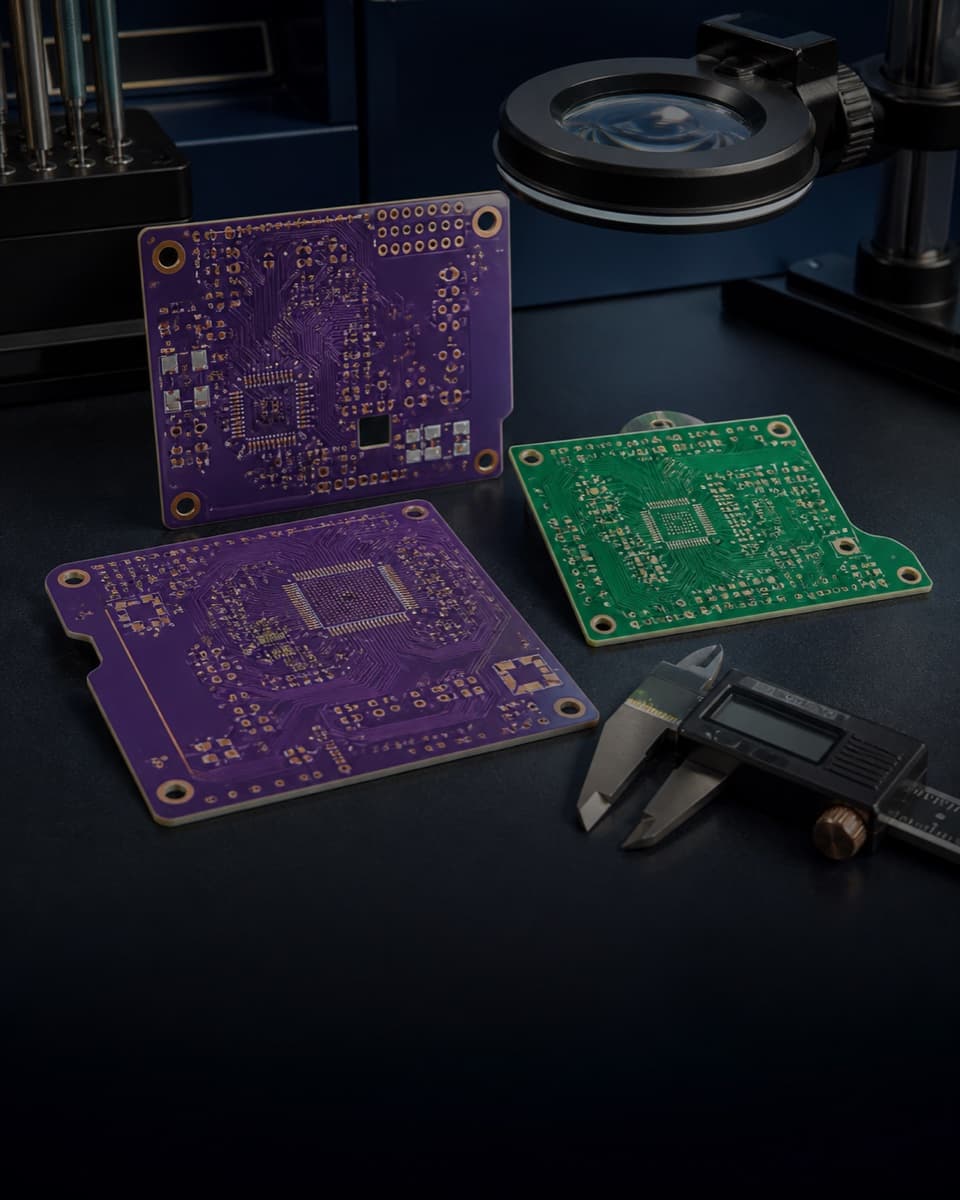 PCB prototype sample on a neutral background